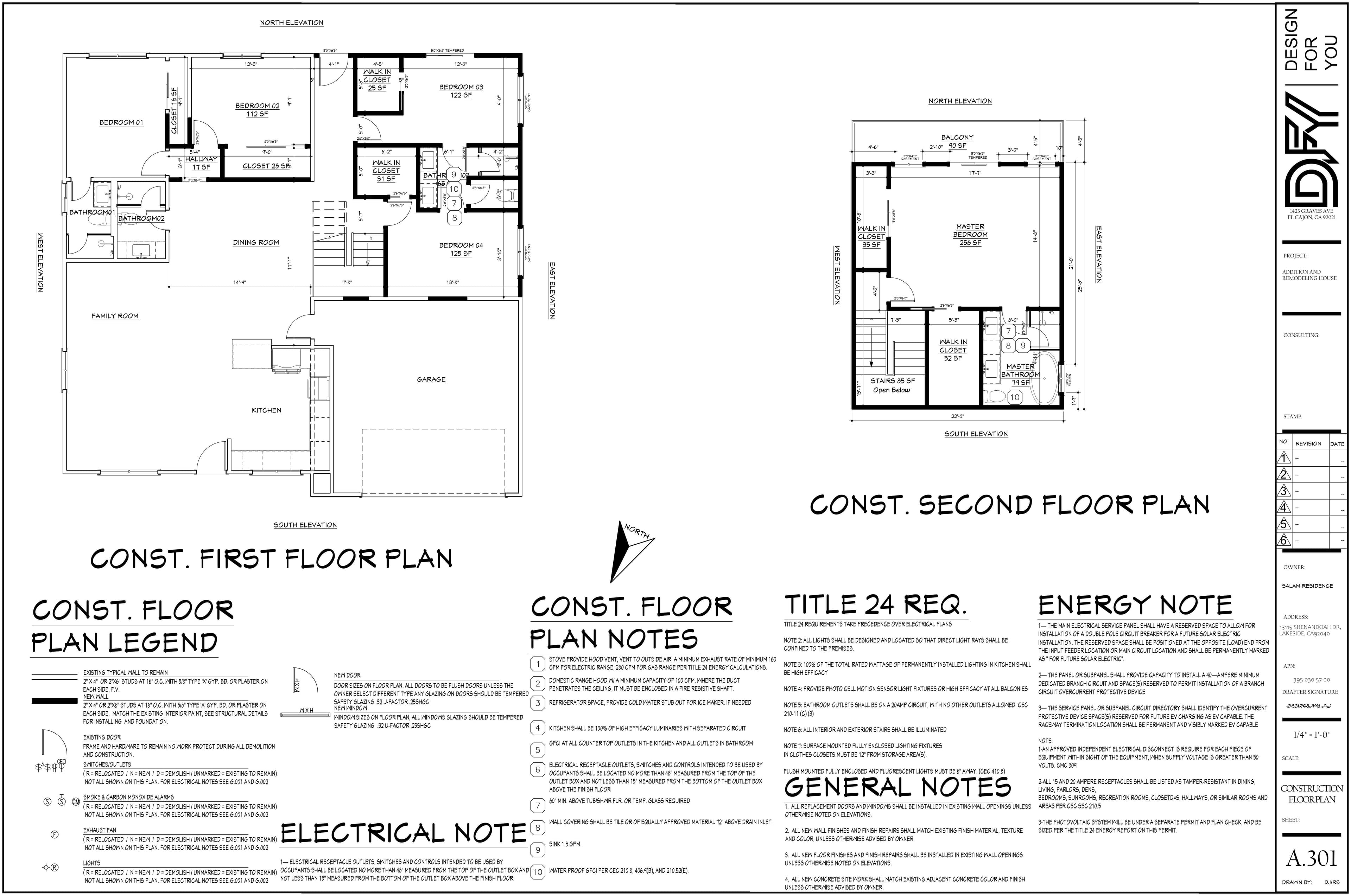 Construction floor plans — first and second story.