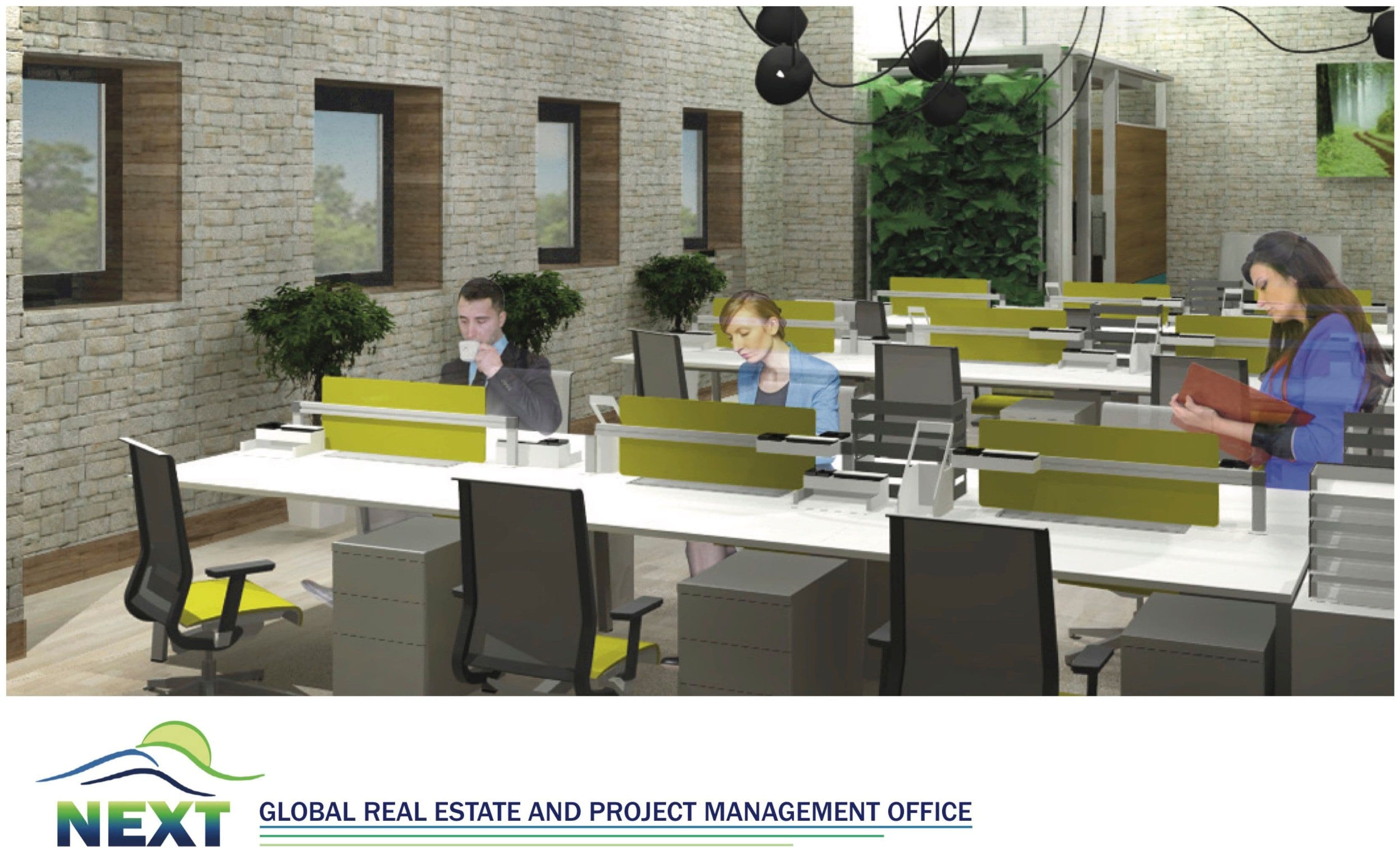 NEXT real-estate office reception rendering.