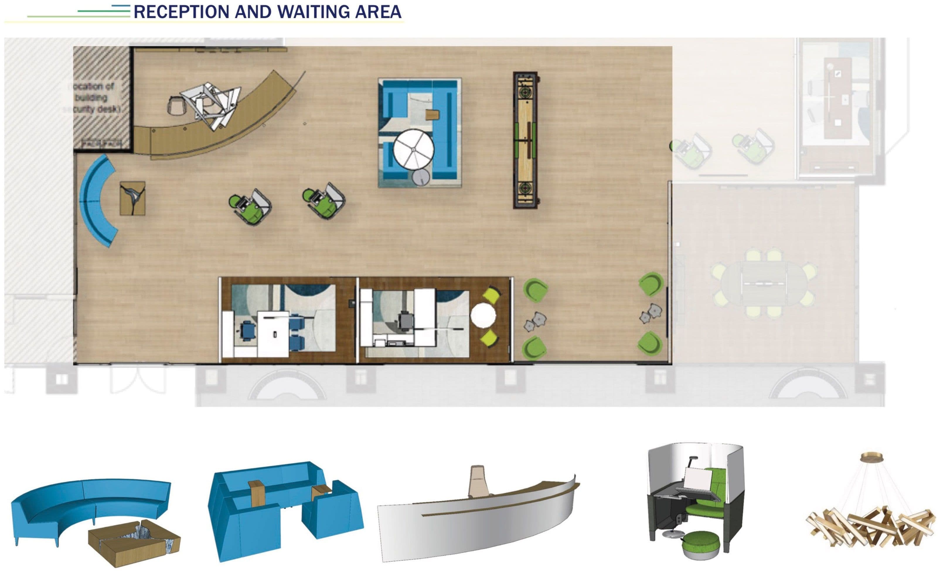 Conference room interior rendering.